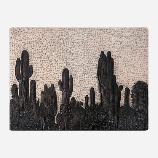 Southwestern Kitchen Backsplash Tile - Copper Cacti Desert Scene - Gray & Black - Natuross