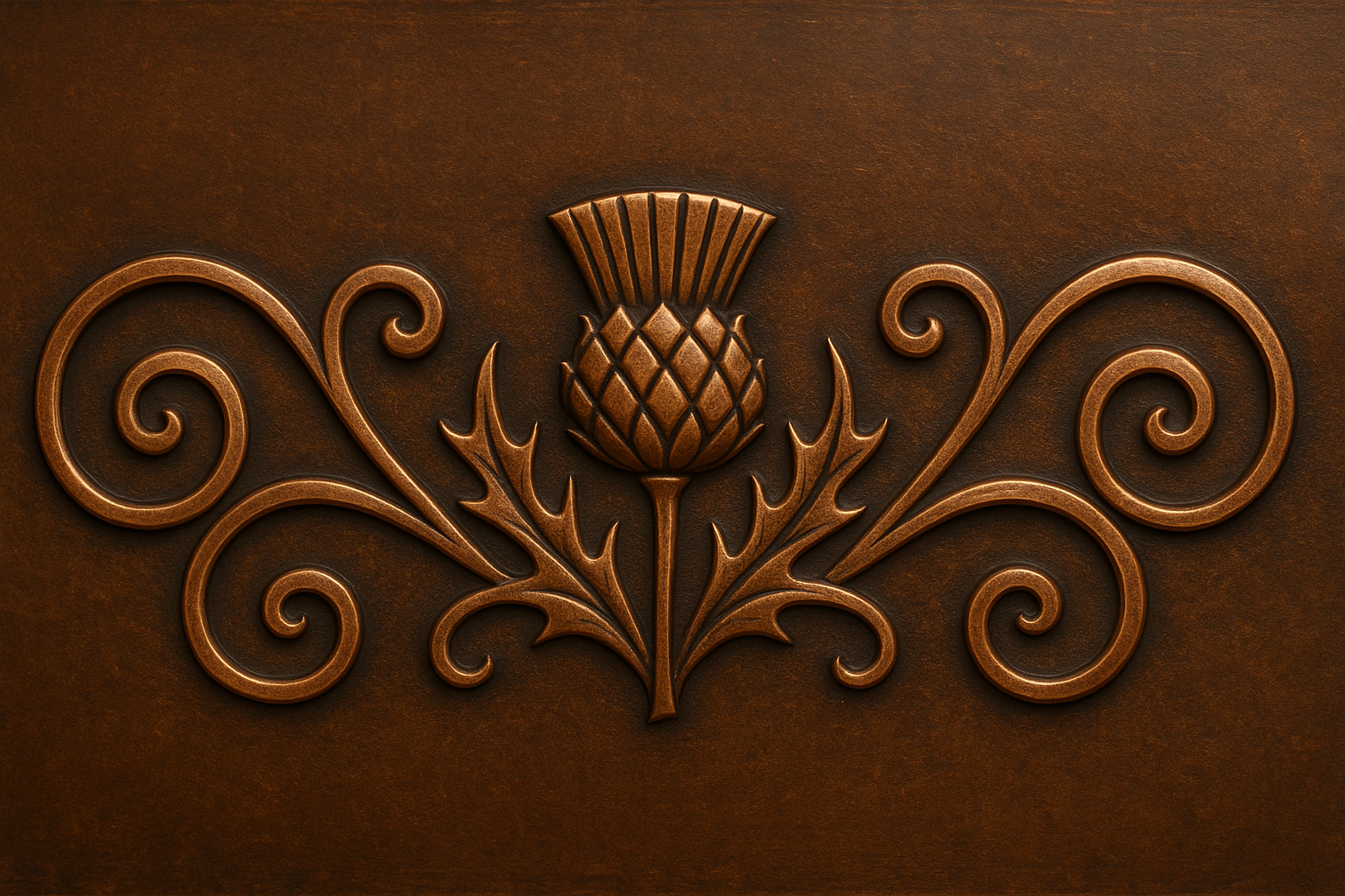 Thistle & Scroll Harmony Copper Panel — Handmade Embossed Decorative Wall & Backsplash Art - Natuross