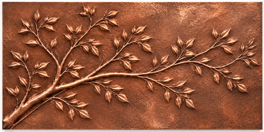 Leafy Tree Branch Copper Wall Art