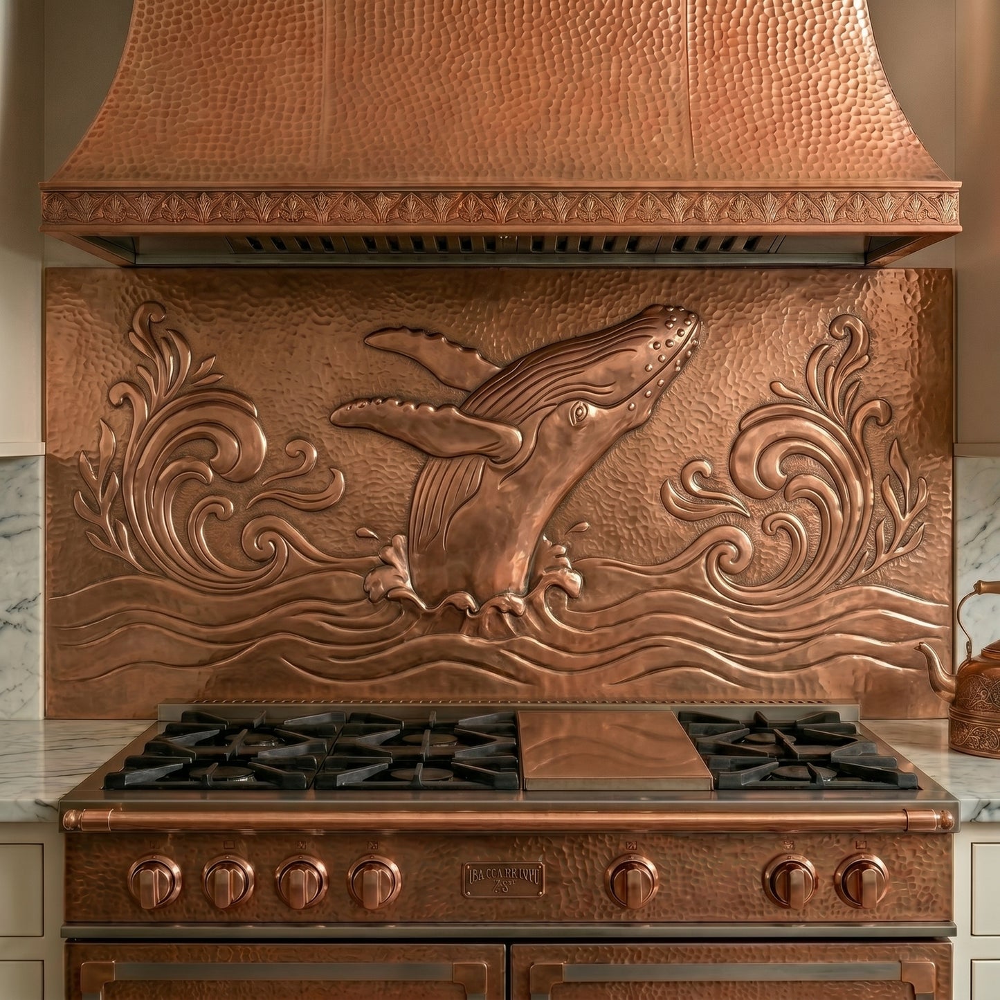 Humpback Whale Copper Kitchen Backsplash