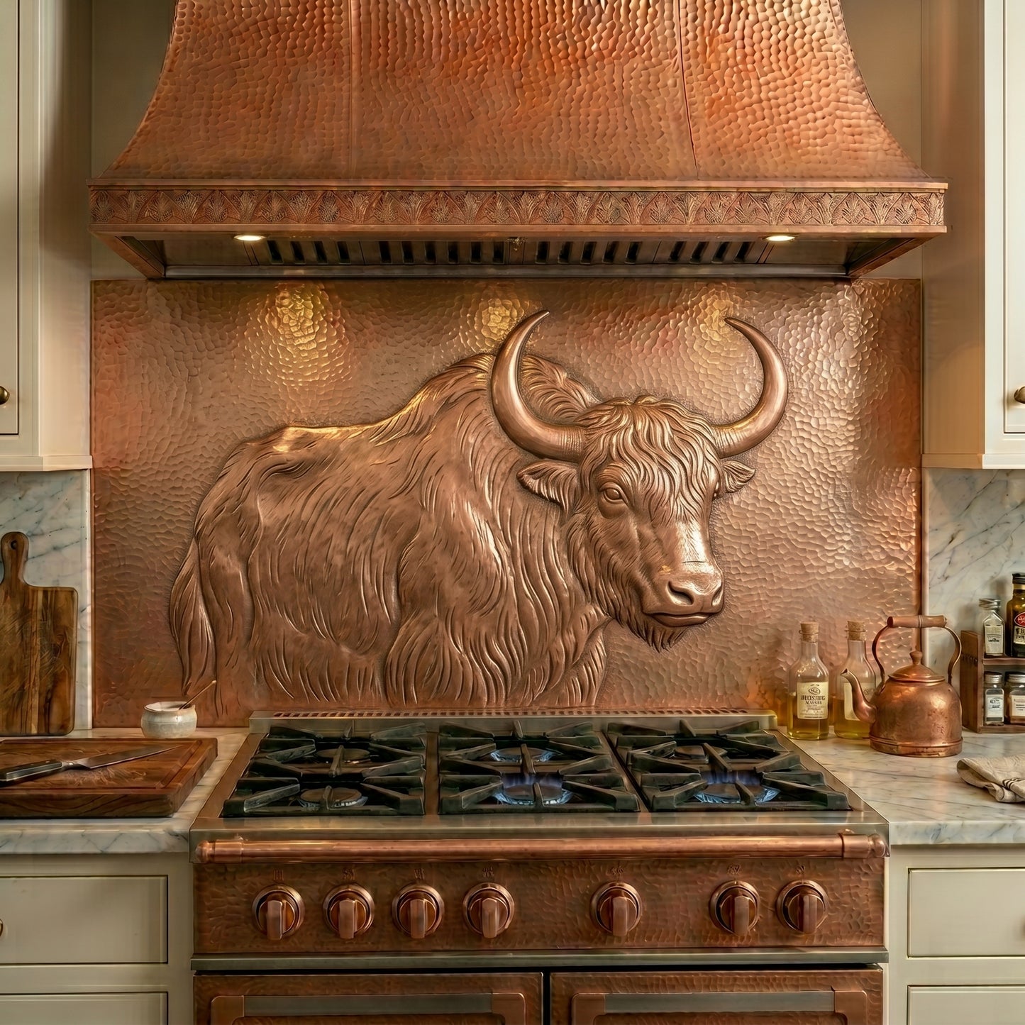 Highland Cattle Copper Kitchen Backsplash