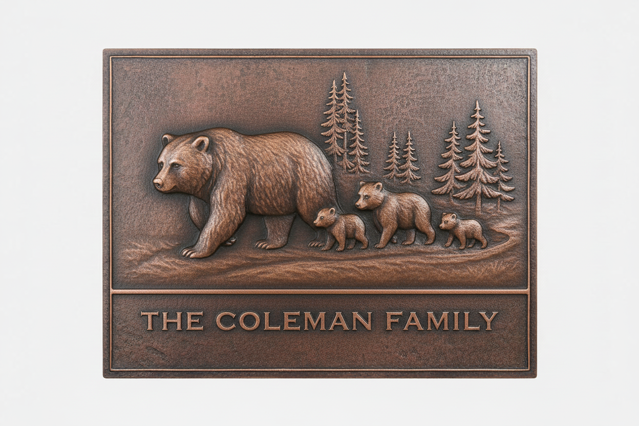 Bear Family brown patina panel