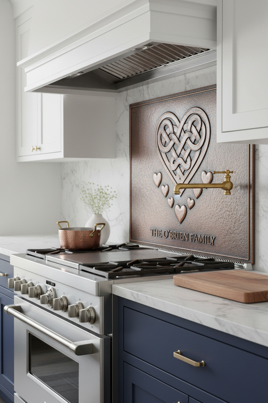 Celtic Heart Knot - over stove MUCH closer side clean kitchen