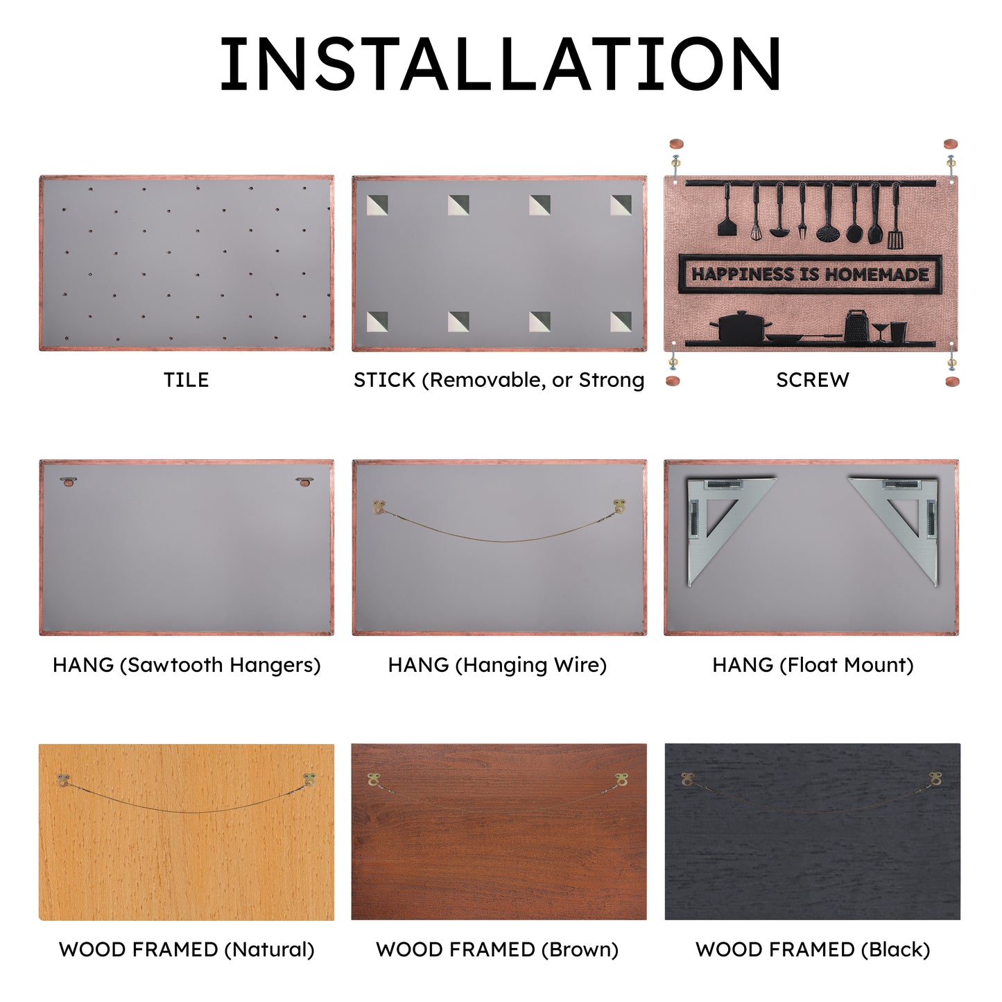 Cozy Home Kitchen Backsplash Tile - Copper Happiness is Homemade - Copper & Black - Natuross