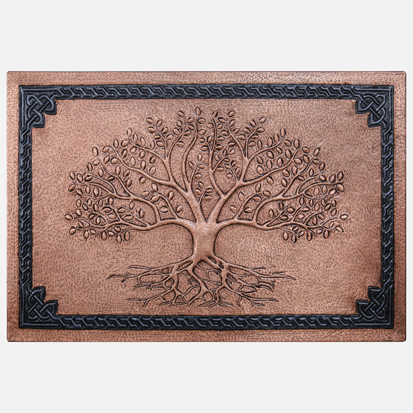 Copper Backsplash Panel (Tree with Roots and Celtic Border, Copper&Black Color)