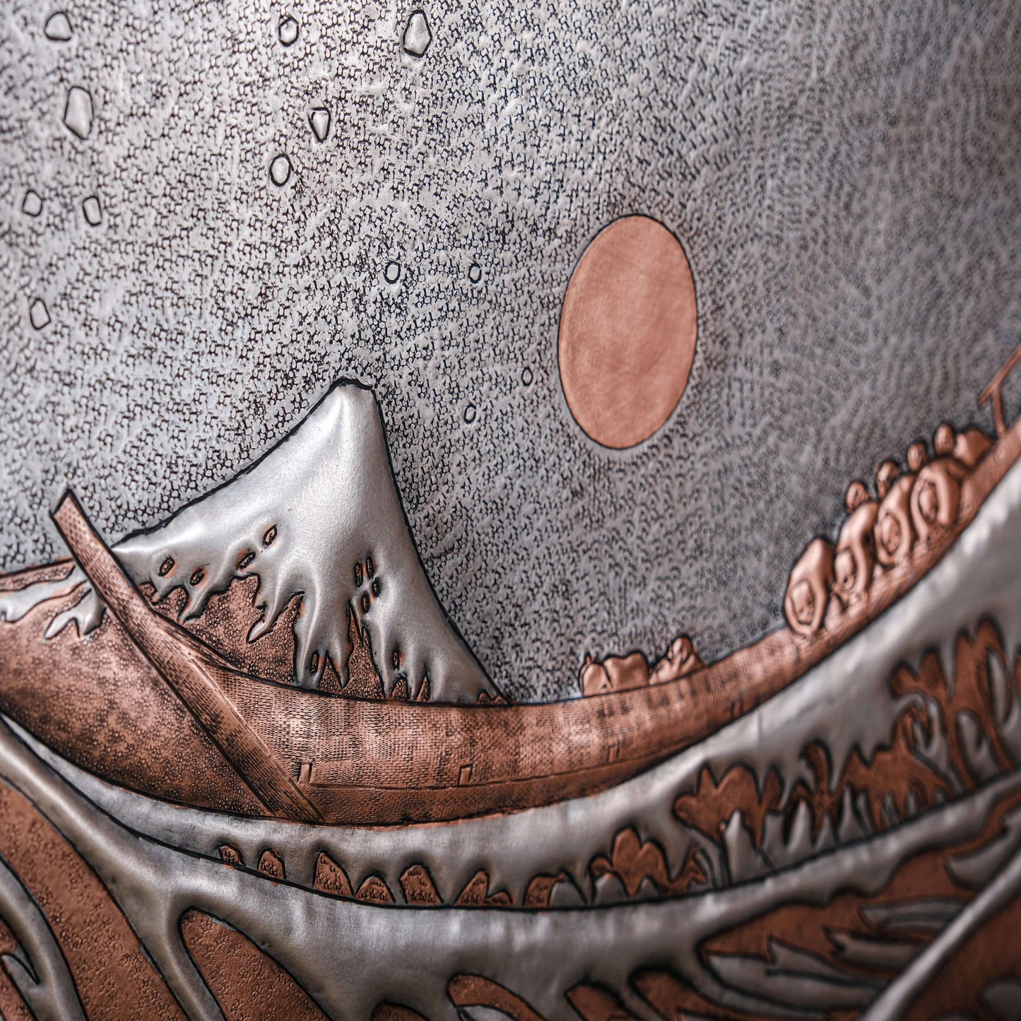 Copper Backsplash Panel (Reproduction of The Great Wave off Kanagawa by Katsushika Hokusai, Silver&Copper Color)