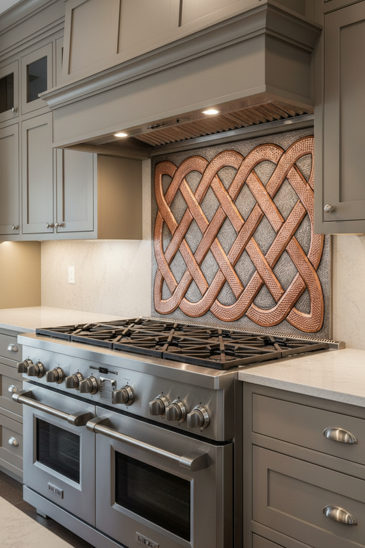Copper Backsplash Celtic Sailors Knot - closer view transitional kitchen