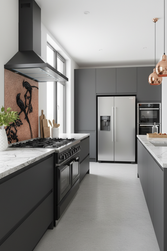 Copper Backsplash Woodpecker Birds - contemporary kitchen