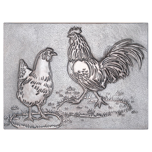 Farmhouse Kitchen Backsplash Tile - Copper Rooster & Chicken - Gray - Natuross