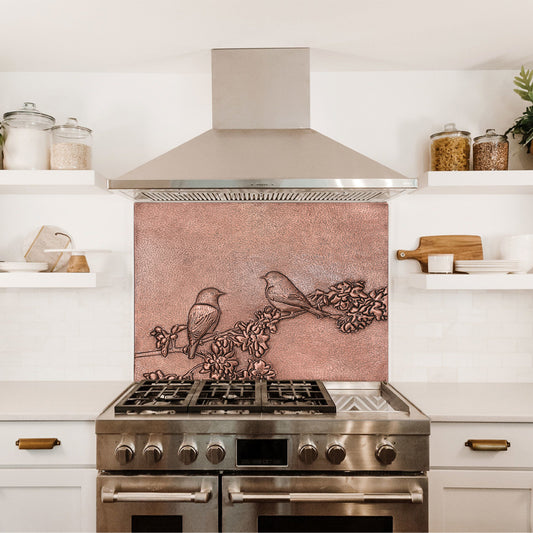 Birds on a Tree Branch Copper Kitchen Backsplash - Natuross