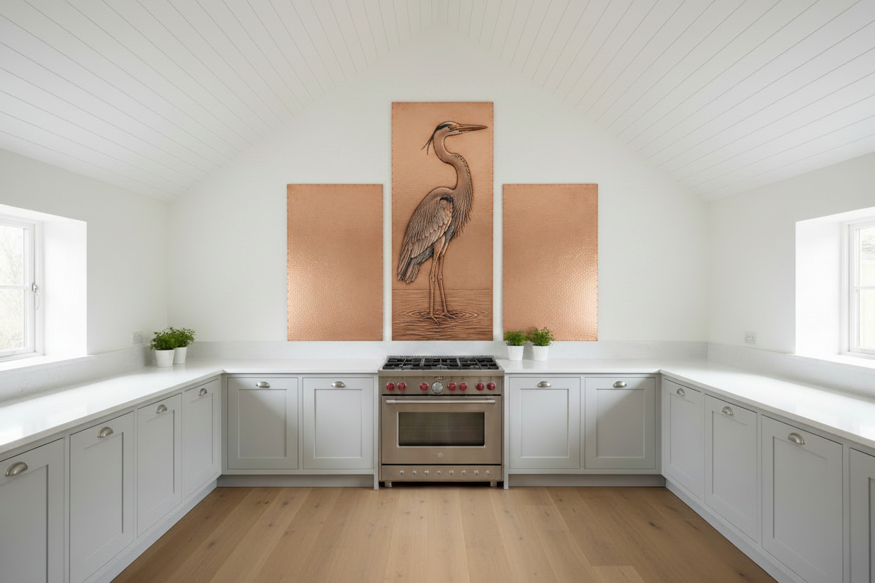 Copper Vaulted-Ceiling — Heron 36x48 Center, Side Panels, Natural Copper