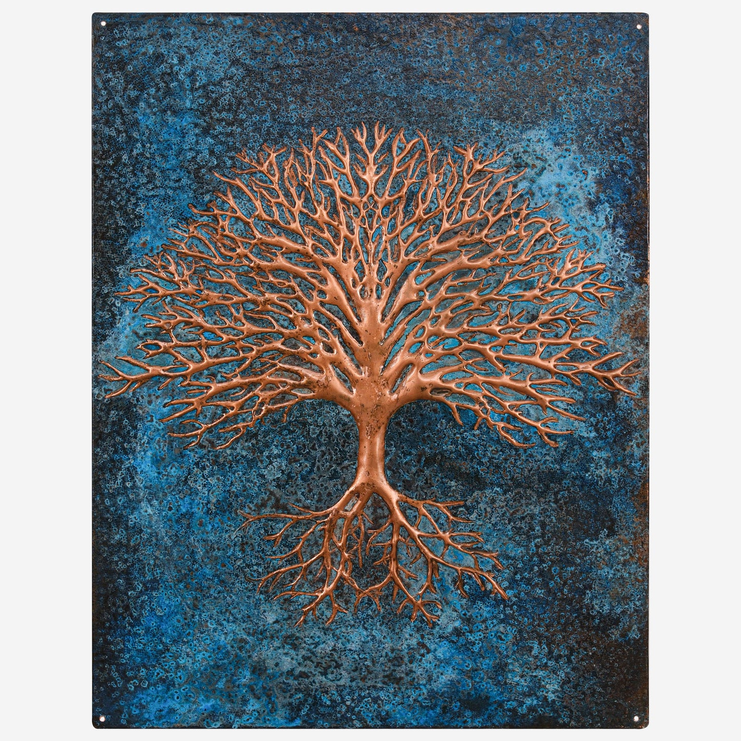 Copper Backsplash (Tree with Roots, Blue Patina)