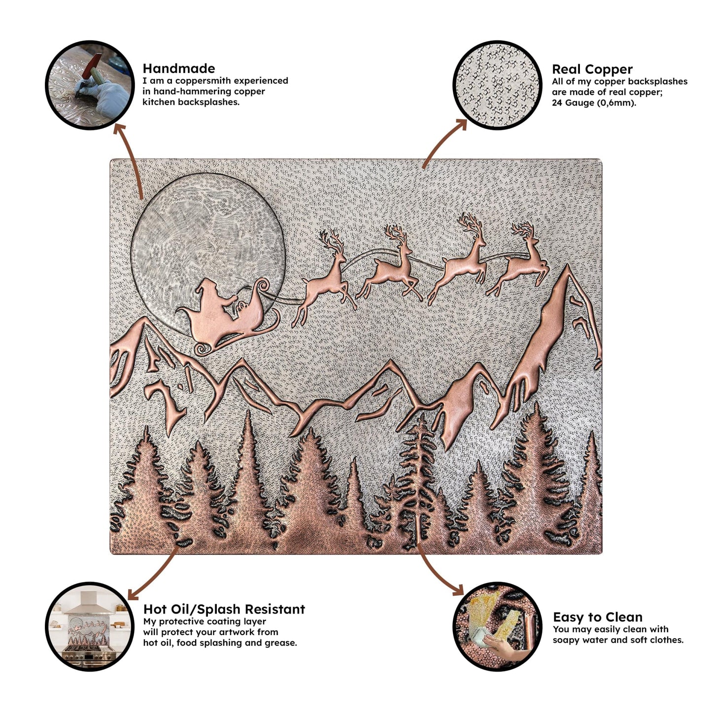 Santa Claus and Reindeer Scene Backsplash Tile