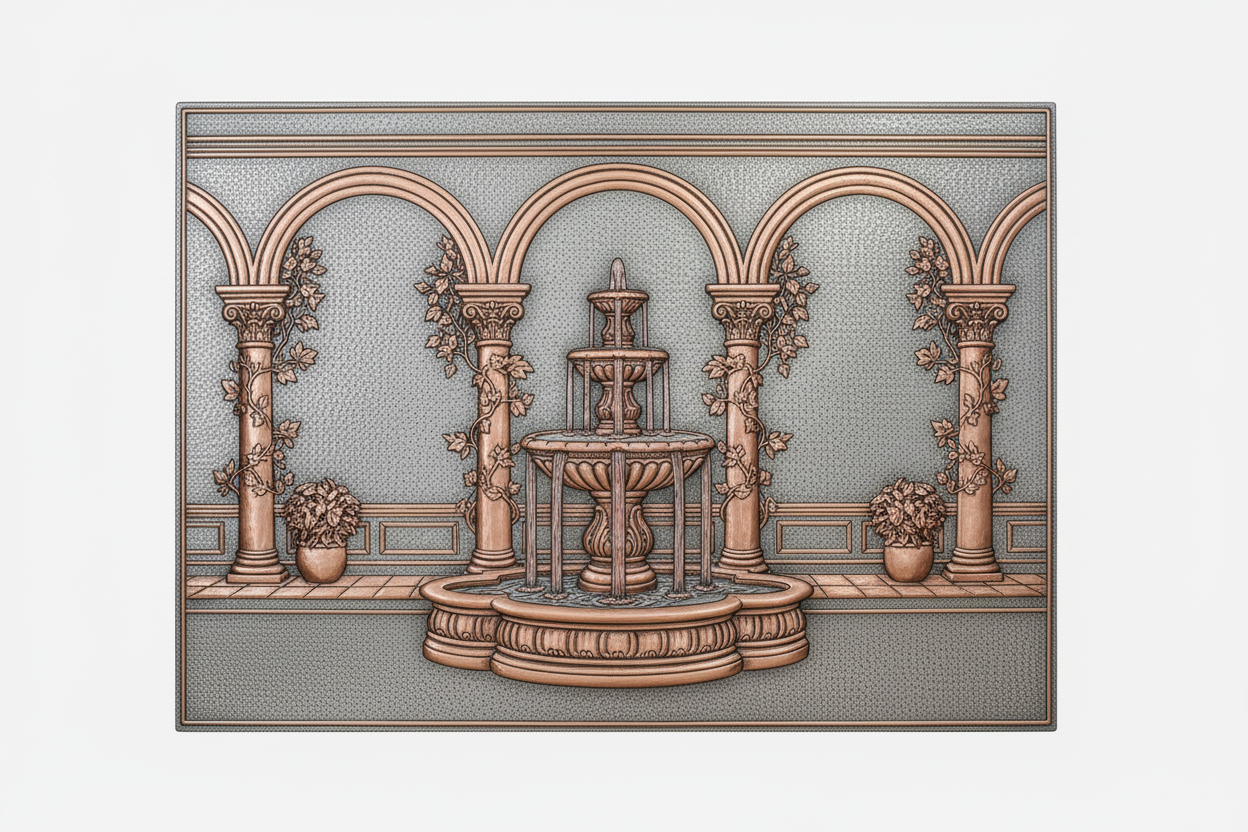 Courtyard Fountain Scene Panel