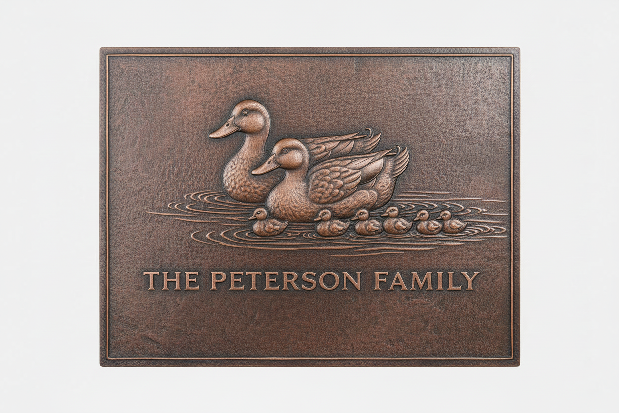 Duck Family brown patina panel