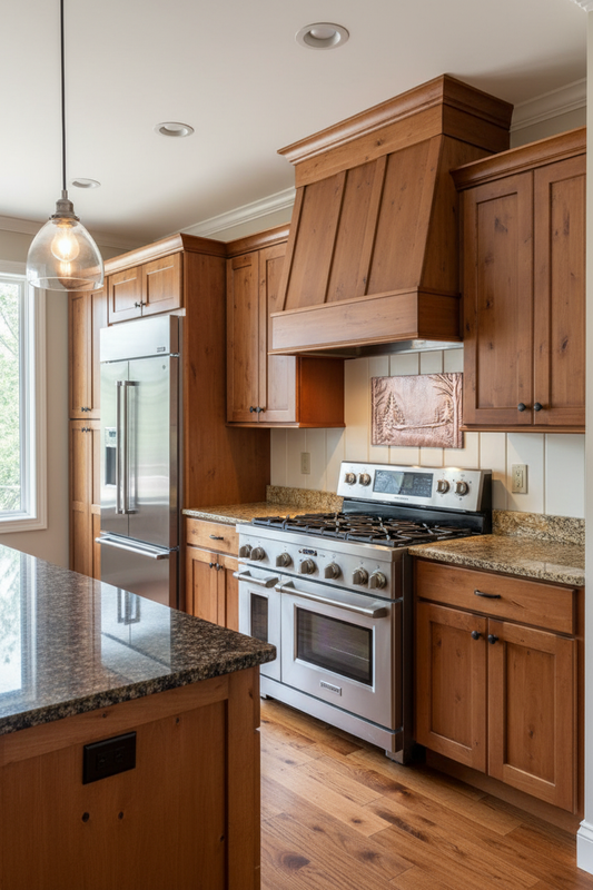 Enchanted Pine Birch Forest Copper Tile - modern rustic kitchen