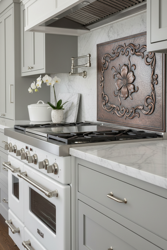 Floral Scroll - elegant transitional kitchen