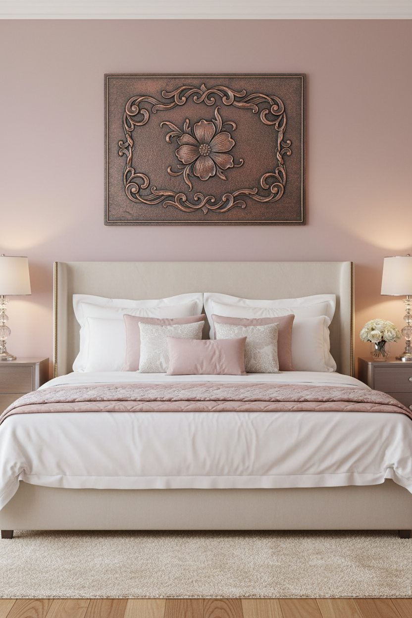 Floral Scroll - romantic bedroom