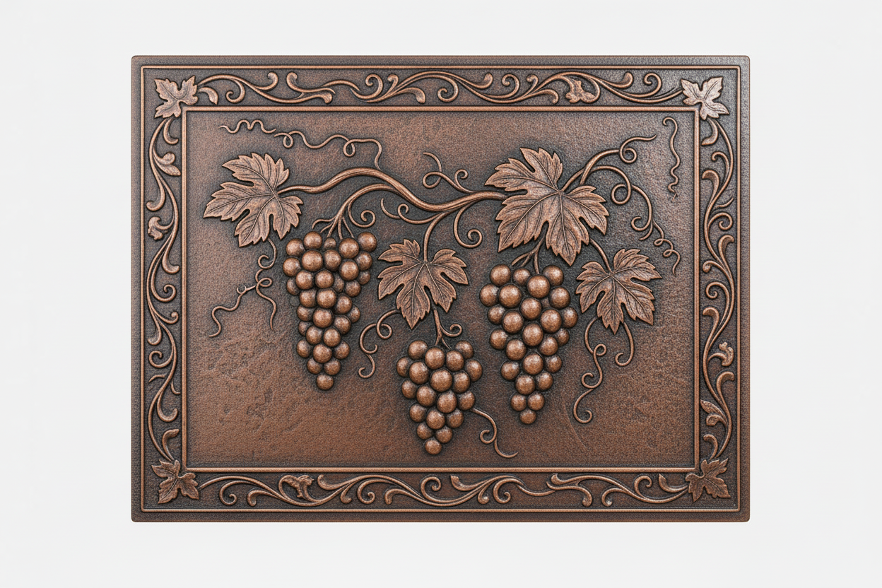 Grapevine Vineyard brown patina panel