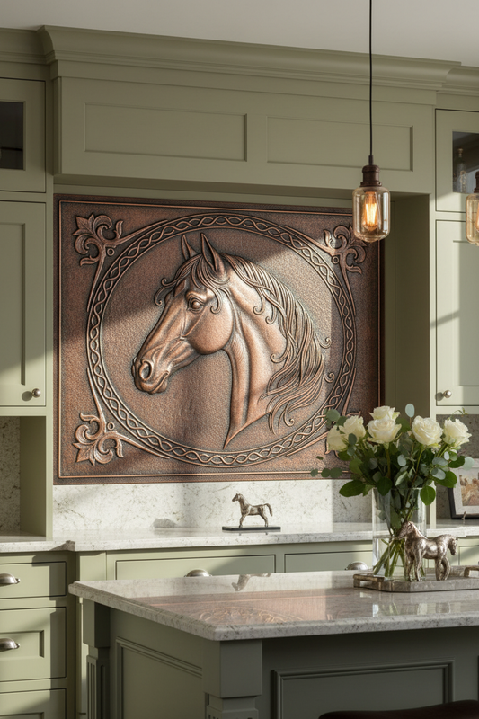 Horse Head Celtic - feature wall much closer