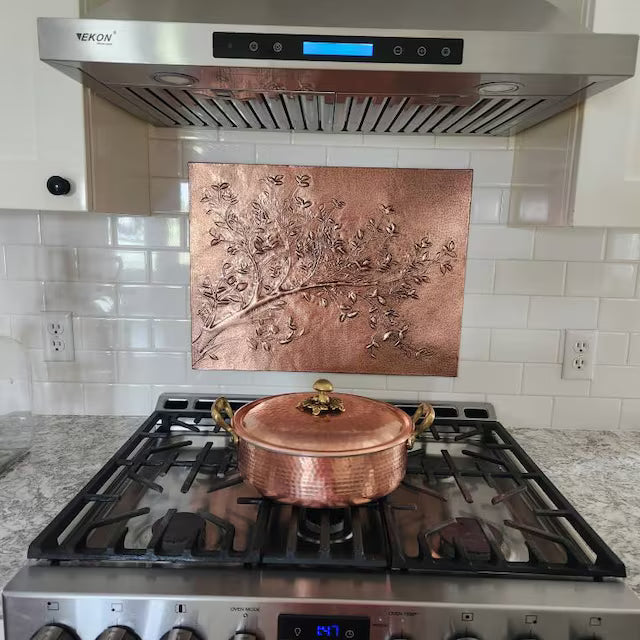 Copper Tree Branches Backsplash | Handmade Rustic Copper Kitchen Wall Art - Natuross