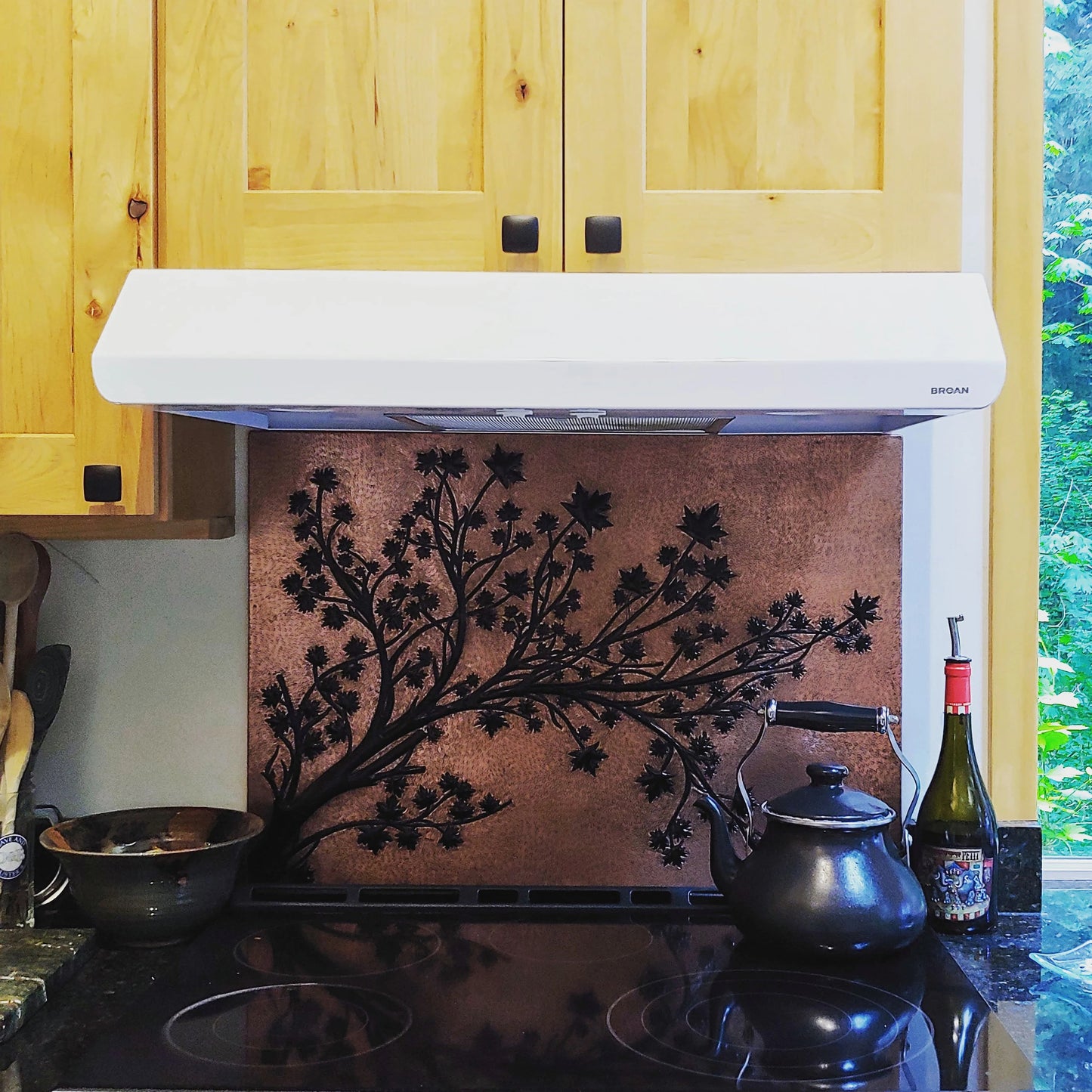 Copper & Black Tree Branches Backsplash | Bold Handmade Copper Kitchen Backsplash Panel - Natuross