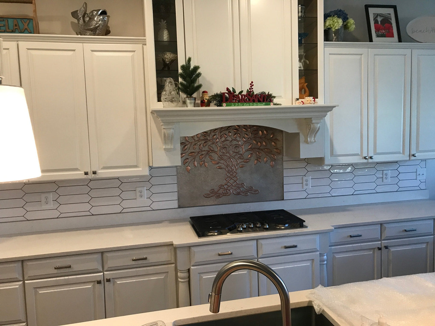 Celtic Tree of Life Copper Backsplash – Gray & Copper Patina | Custom Handmade Kitchen Wall Tile - Natuross