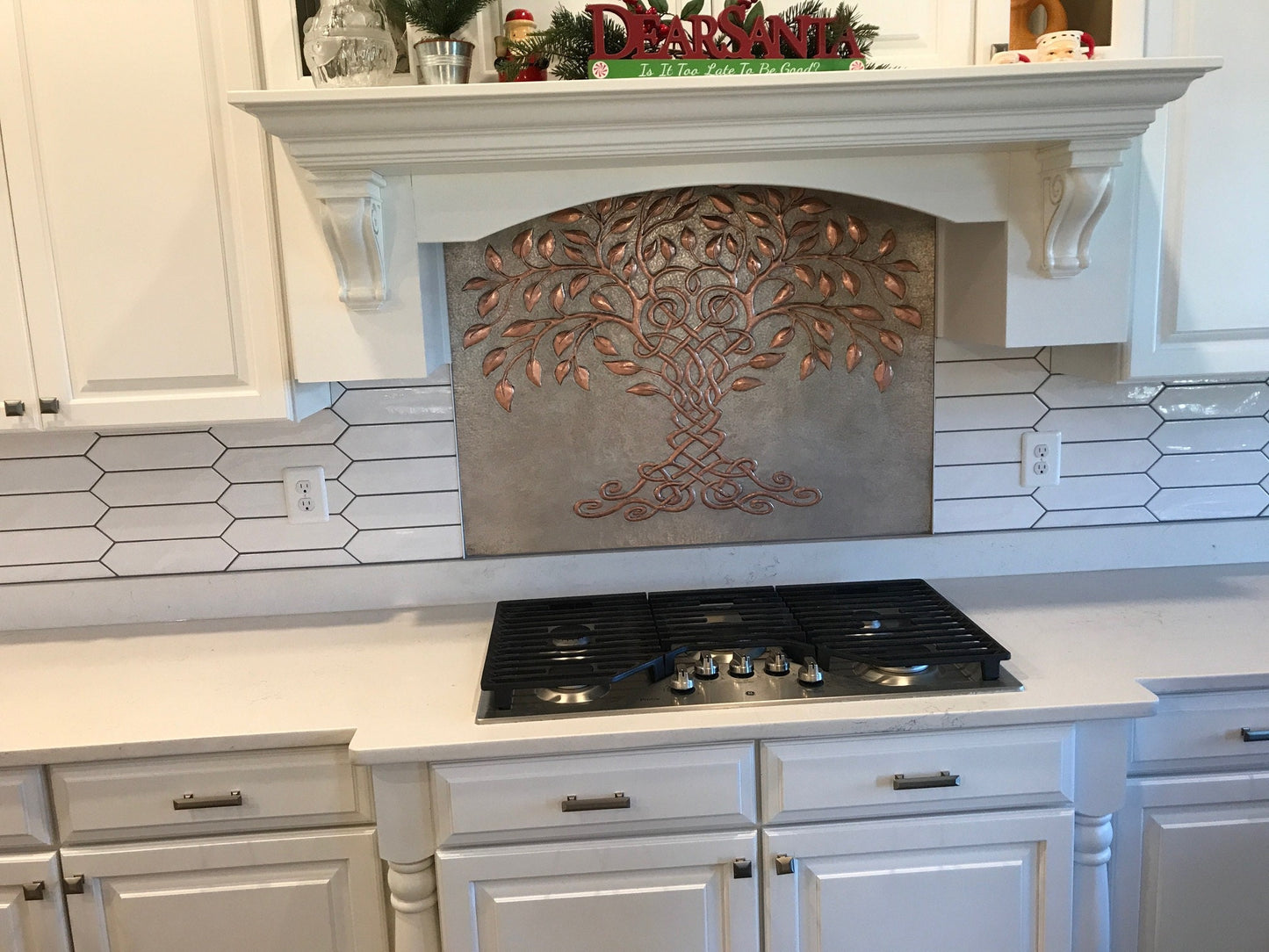 Celtic Tree of Life Copper Backsplash – Gray & Copper Patina | Custom Handmade Kitchen Wall Tile - Natuross