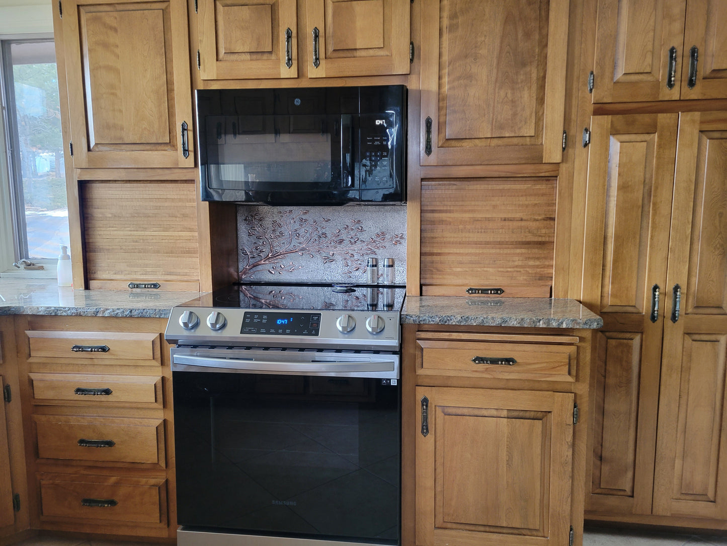 Gray Copper Tree Branches Backsplash | Handmade Copper Kitchen Backsplash Tile