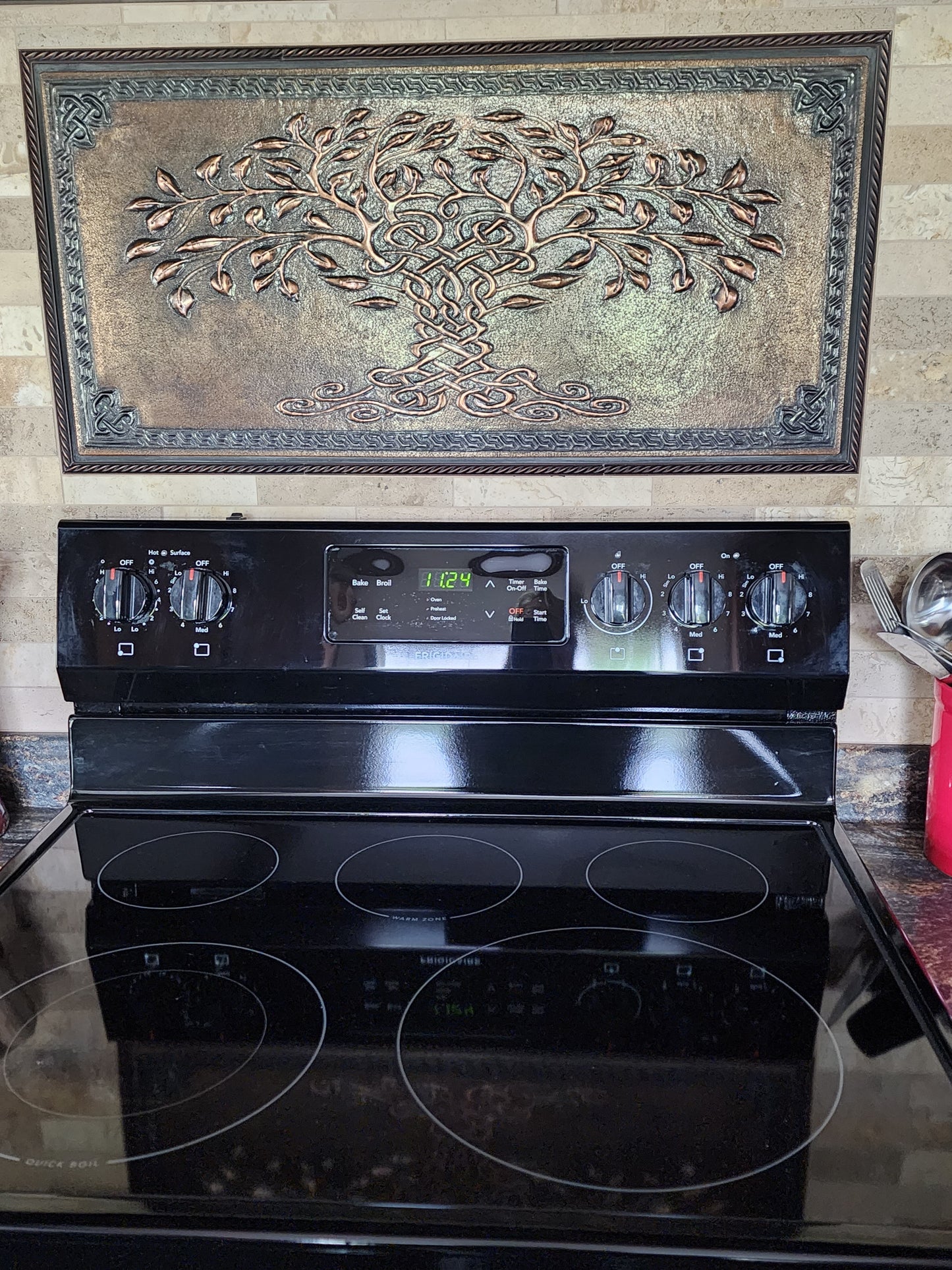 Brown Tree of Life Copper Backsplash | Rustic Handmade Farmhouse Copper Kitchen Wall Art - Natuross