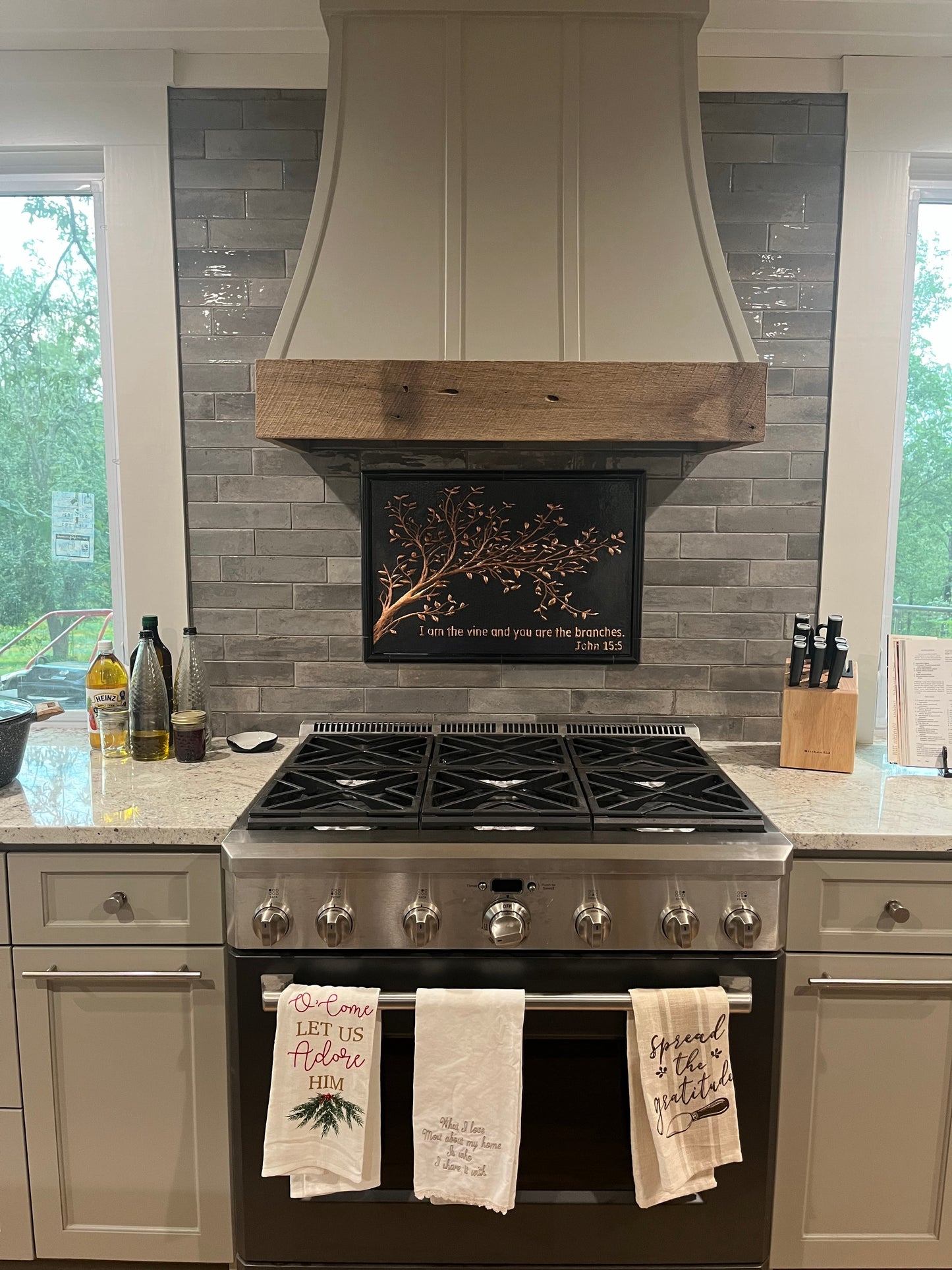 Black Tree Branches Copper Backsplash | Luxury Handmade Modern Copper Kitchen Wall Art - Natuross