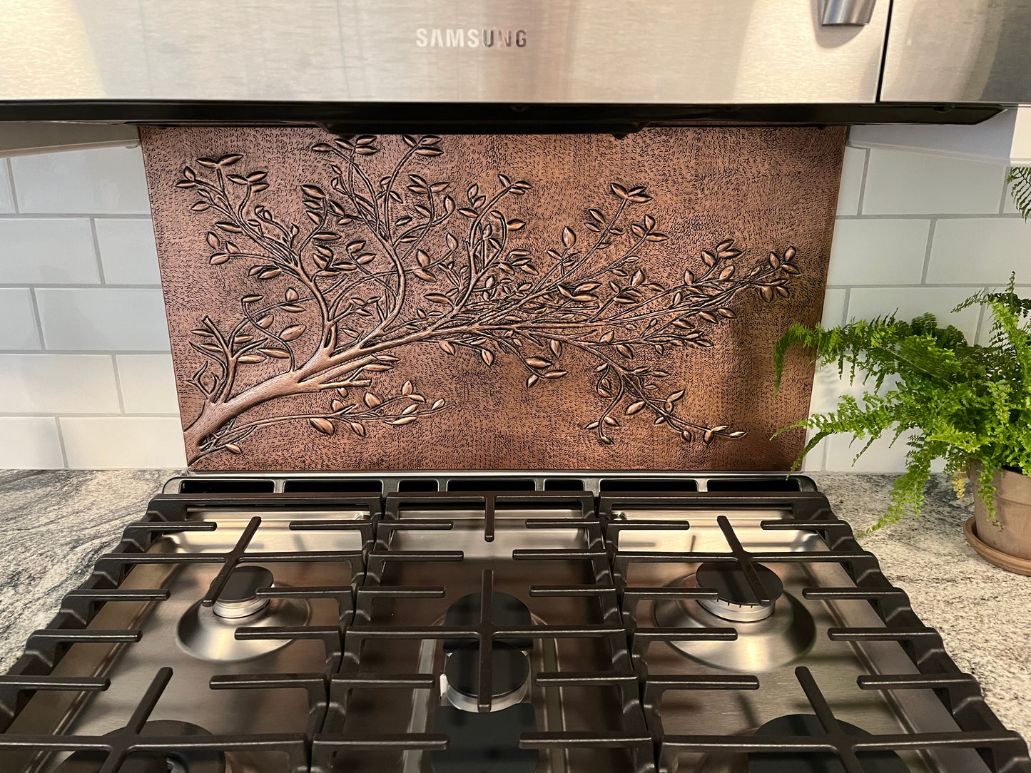 Copper Tree Branches Backsplash | Handmade Rustic Copper Kitchen Wall Art - Natuross
