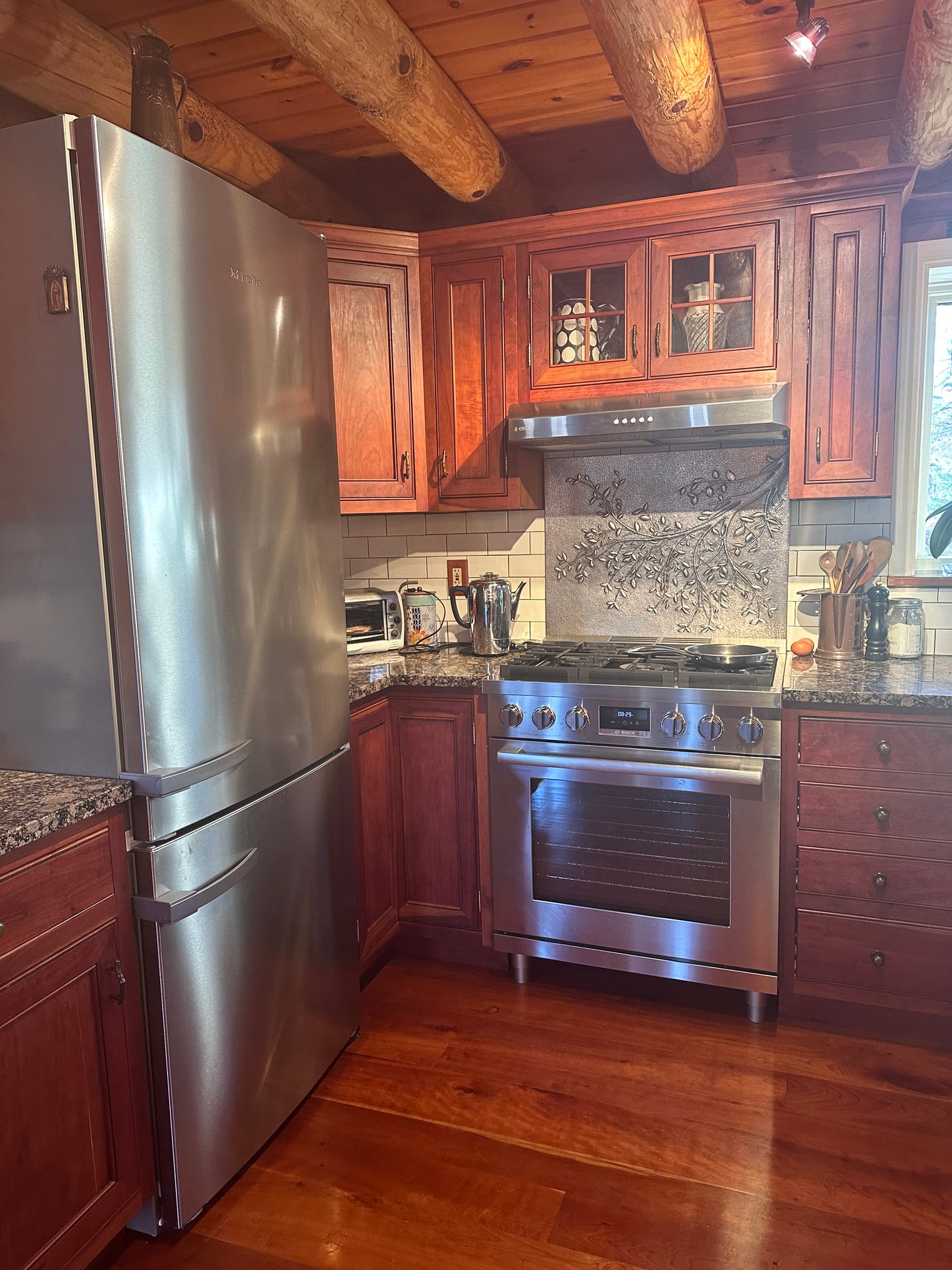 Gray Tree Branches Copper Backsplash | Modern Farmhouse Handmade Copper Kitchen Backsplash Panel