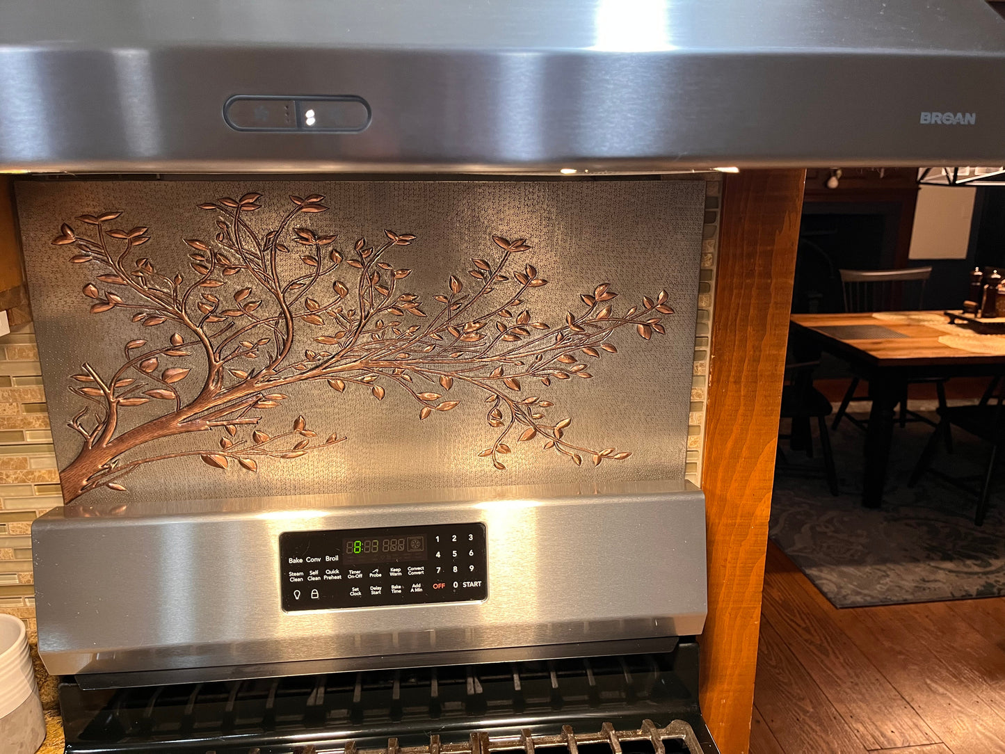 Gray Copper Tree Branches Backsplash | Handmade Copper Kitchen Backsplash Tile