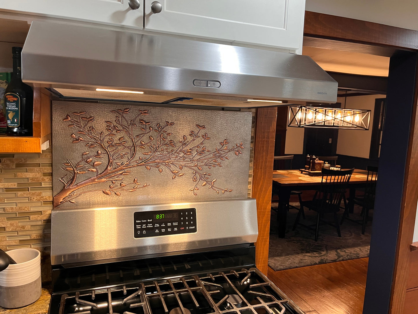 Gray Copper Tree Branches Backsplash | Handmade Copper Kitchen Backsplash Tile