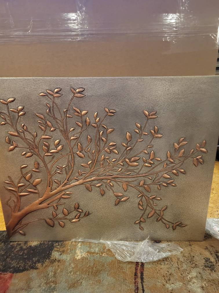 Gray Copper Tree Branches Backsplash | Handmade Copper Kitchen Backsplash Tile