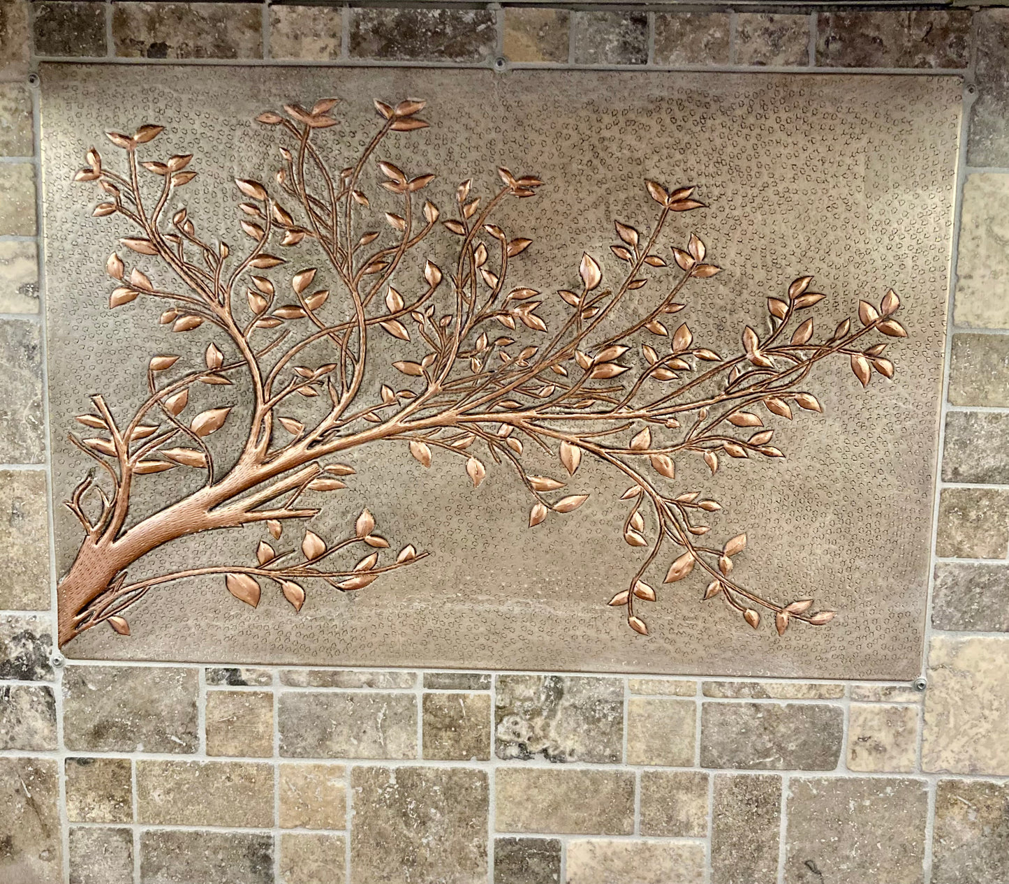 Gray Copper Tree Branches Backsplash | Handmade Copper Kitchen Backsplash Tile