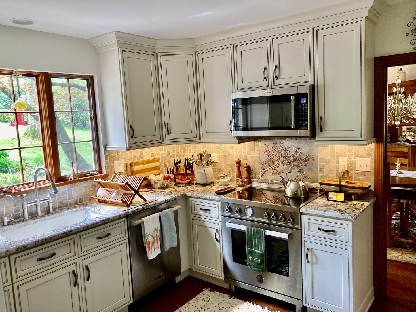Gray Copper Tree Branches Backsplash | Handmade Copper Kitchen Backsplash Tile