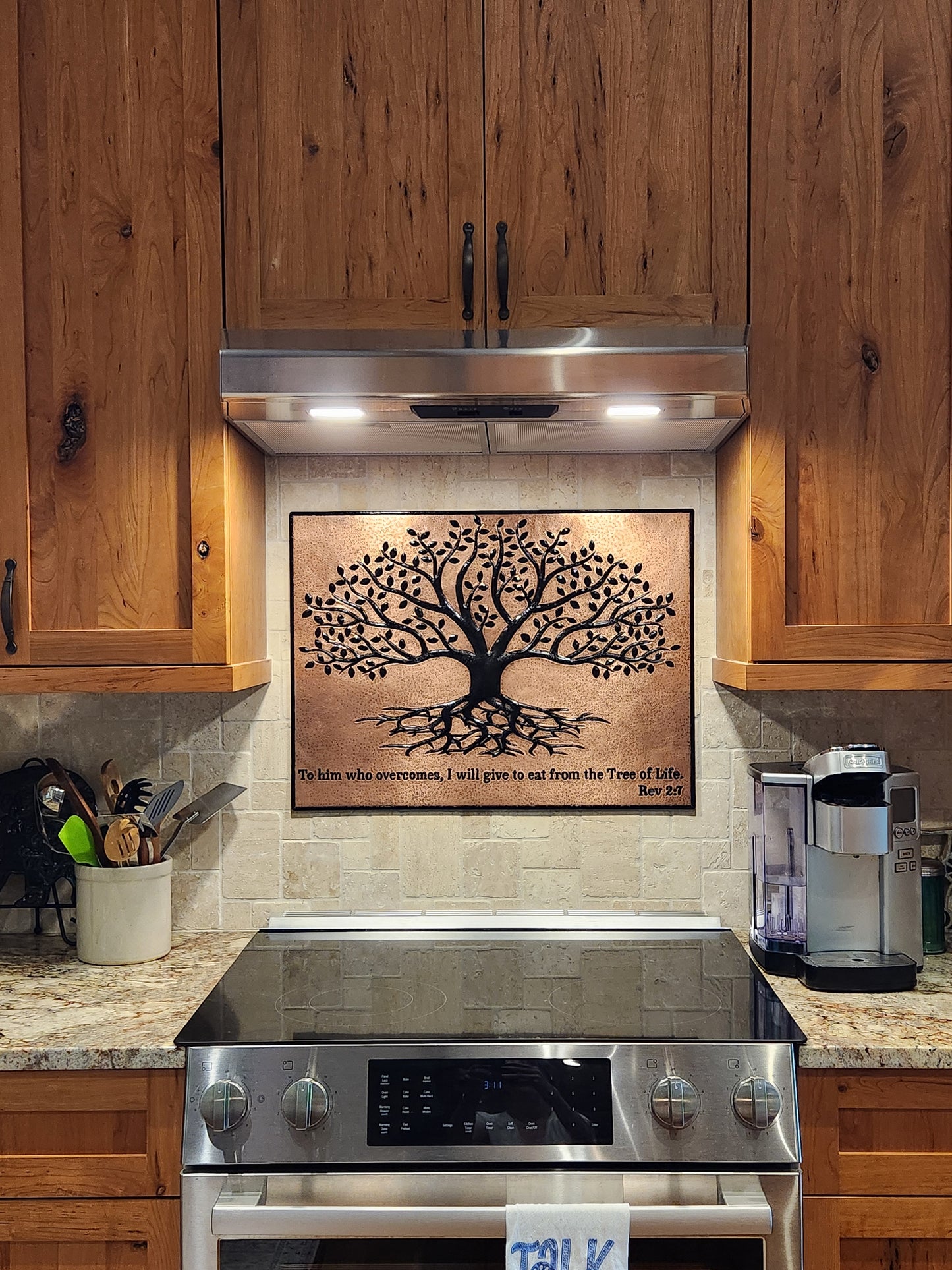 Copper & Black Tree With Roots Backsplash | Handmade Bold Copper Kitchen Backsplash Panel - Natuross