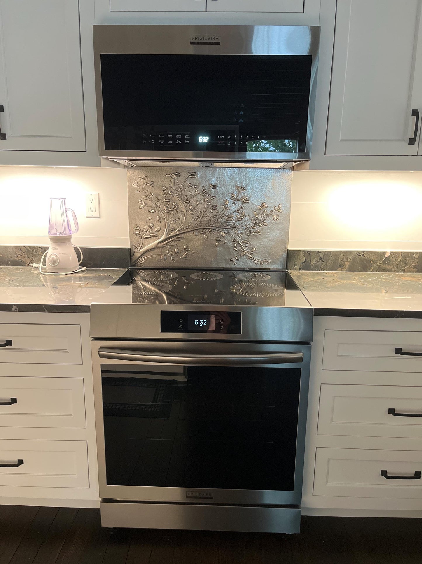 Gray Tree Branches Copper Backsplash | Modern Farmhouse Handmade Copper Kitchen Backsplash Panel