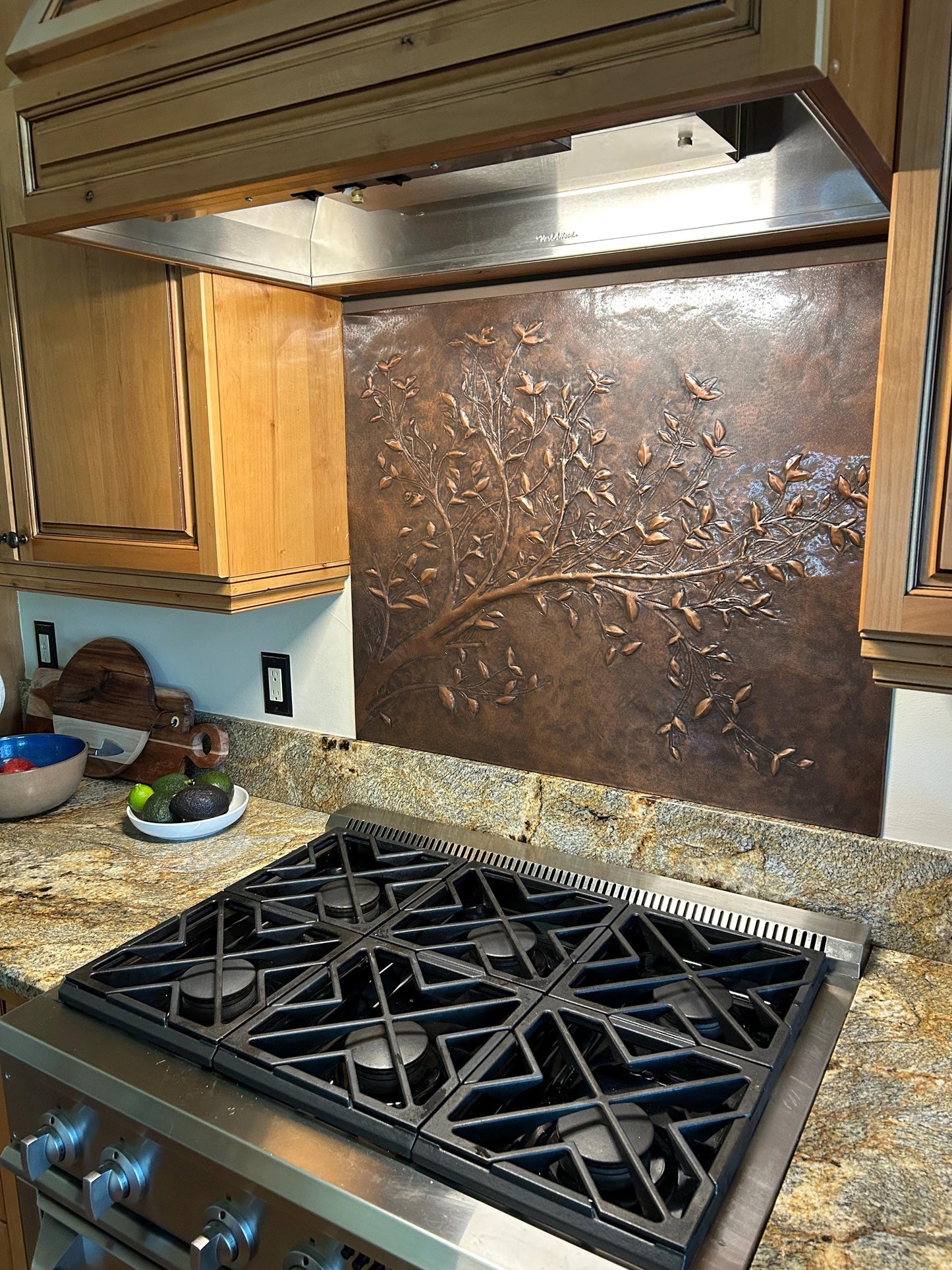 Rustic Brown Copper Tree Branches Backsplash | Handmade Farmhouse Kitchen Wall Art - Natuross