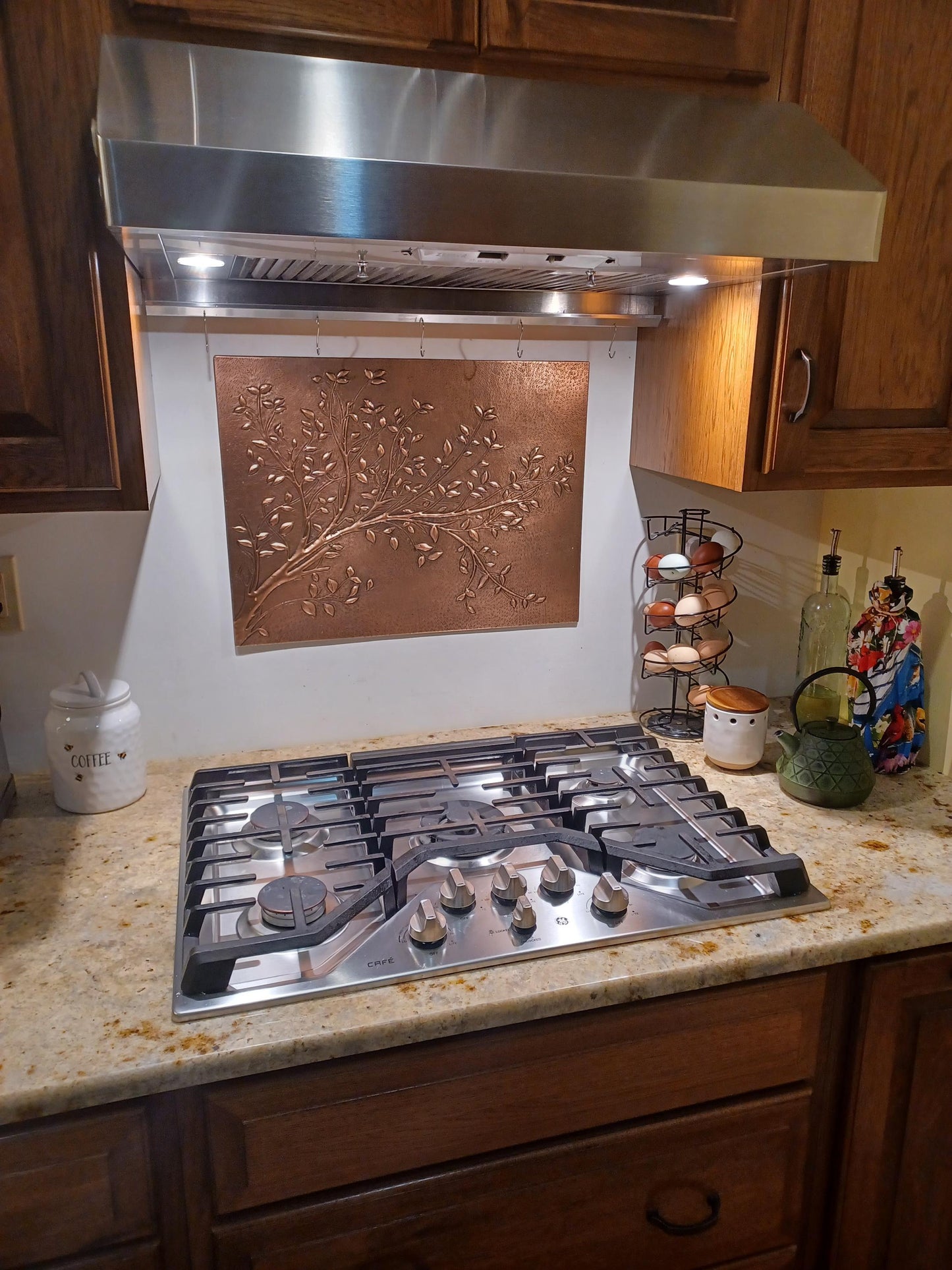 Copper Tree Branches Backsplash | Handmade Rustic Copper Kitchen Wall Art - Natuross