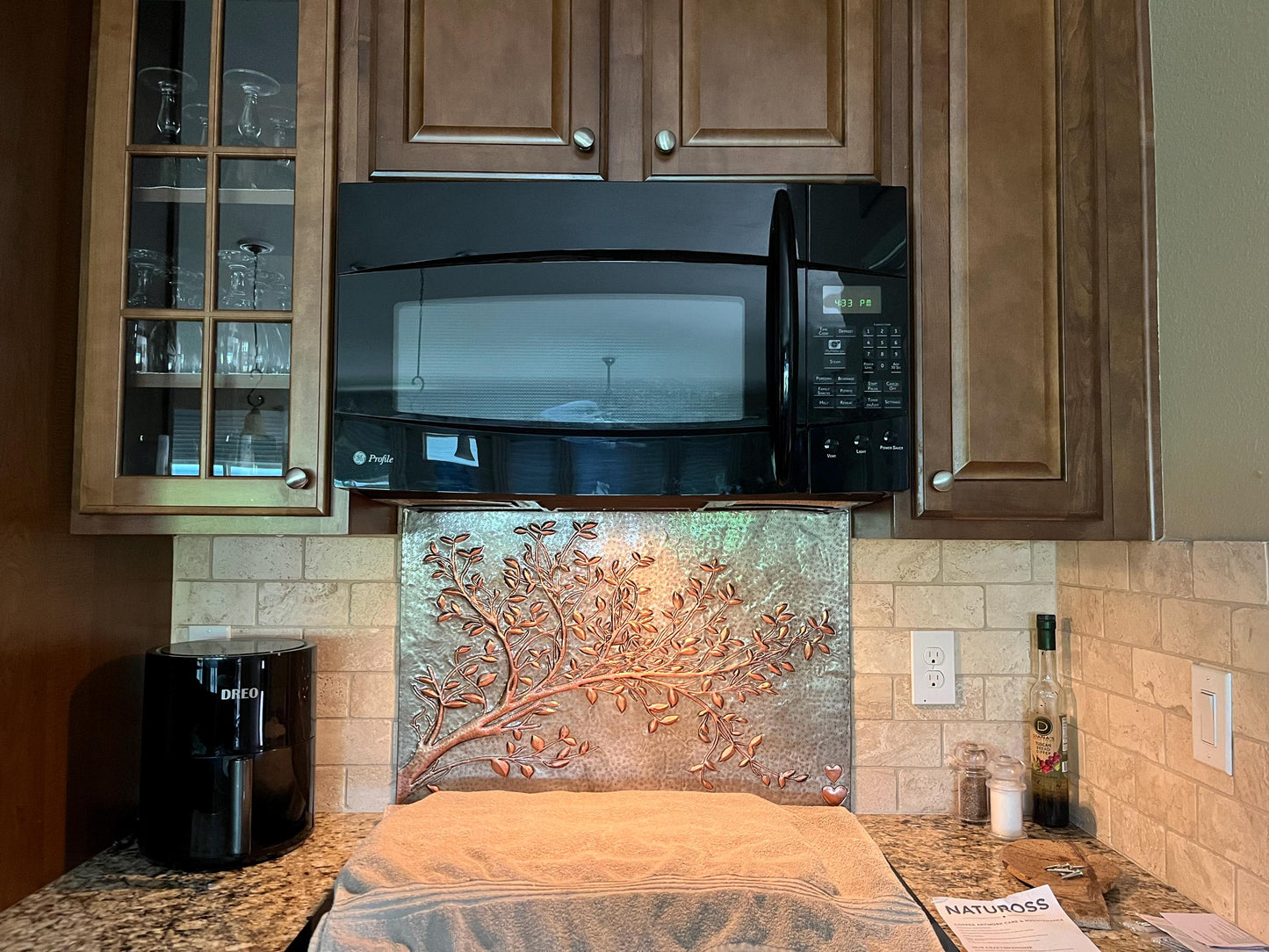Gray Copper Tree Branches Backsplash | Handmade Copper Kitchen Backsplash Tile