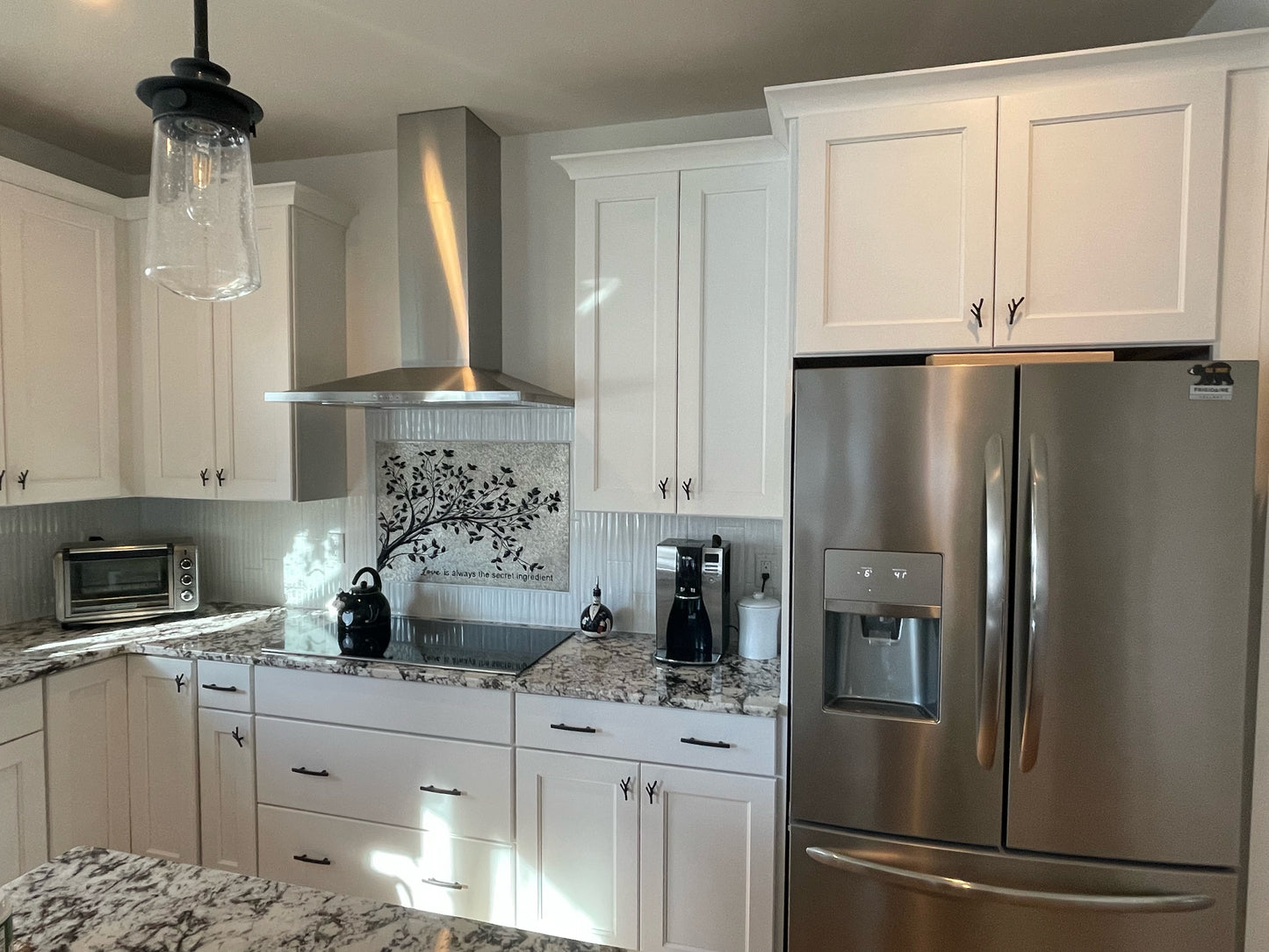 Gray & Black Copper Tree Branches Backsplash | Modern Copper Kitchen Backsplash Panel - Natuross