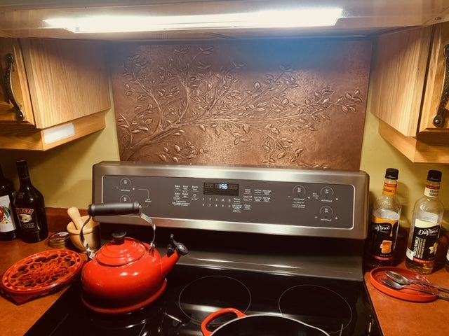 Copper Tree Branches Backsplash | Handmade Rustic Copper Kitchen Wall Art - Natuross