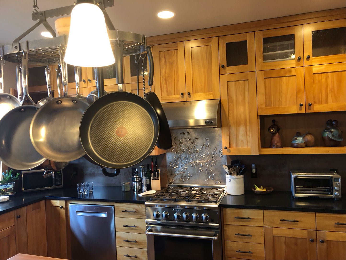 Gray Tree Branches Copper Backsplash | Modern Farmhouse Handmade Copper Kitchen Backsplash Panel