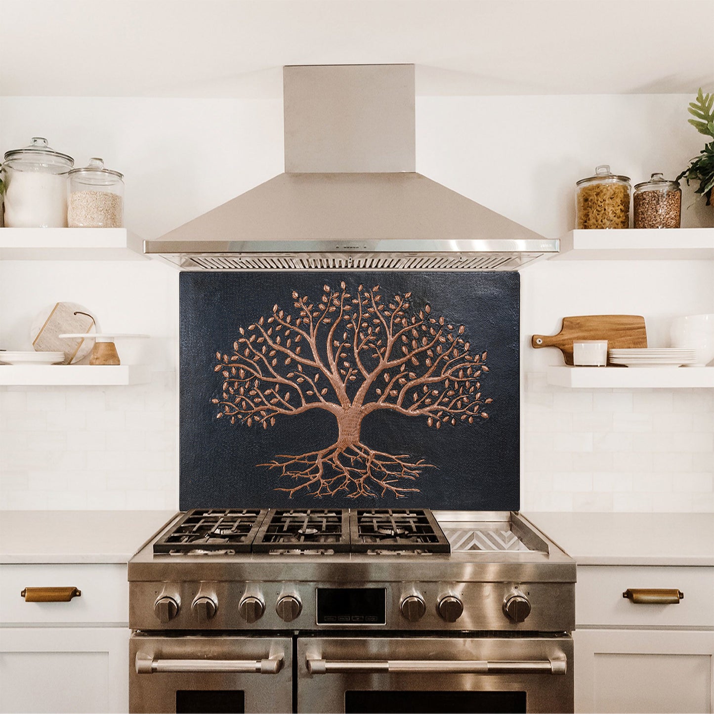Traditional Kitchen Backsplash Tile - Copper Ancient Tree - Black - Natuross