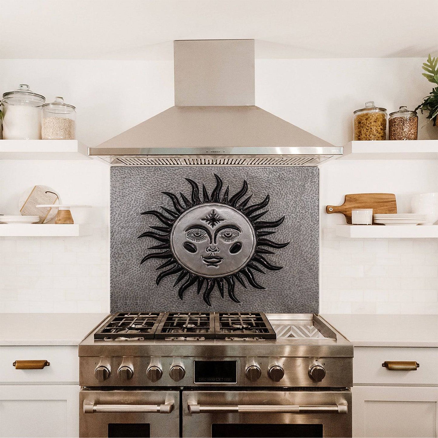 Copper Backsplash (Sun with Face, Silver&Black Color)
