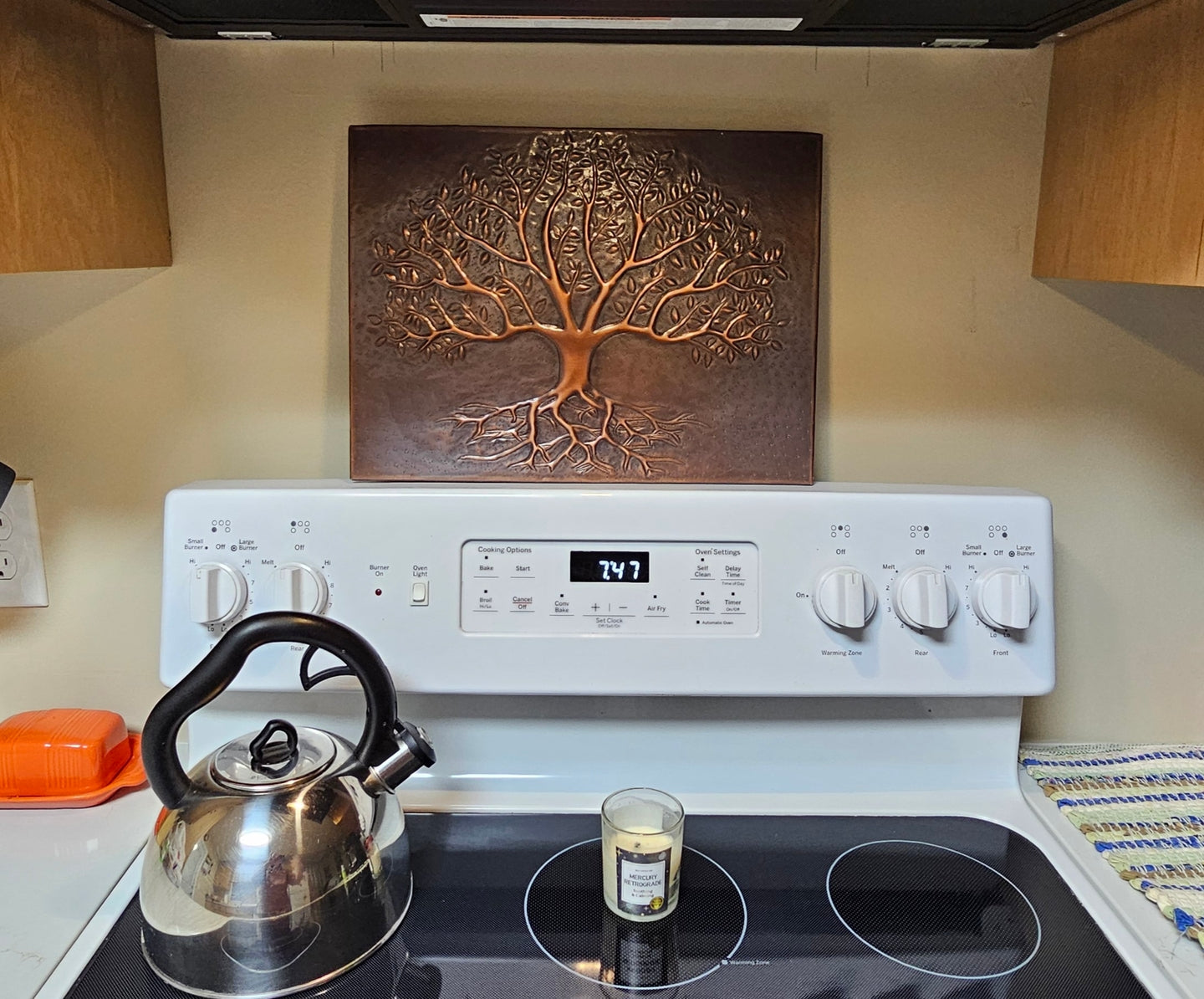 Rustic Brown Tree With Roots Copper Backsplash | Handmade Farmhouse Copper Kitchen Backsplash Panel - Natuross
