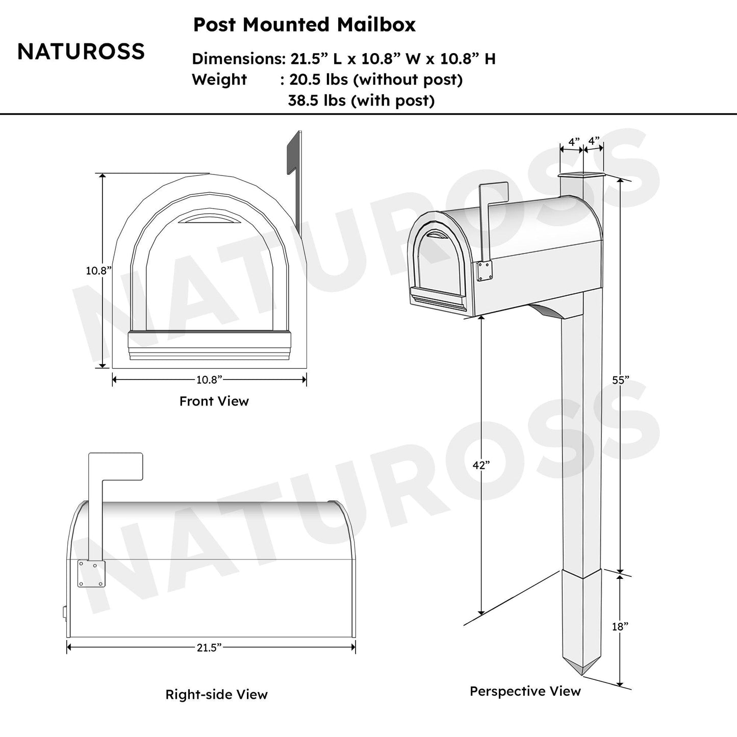 Copper Mailbox with Post (Optional) - Natuross